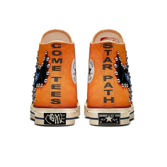 2022 Converse Come Tees x Chuck 70 High 'Star Light Path' Sun Orange MENS 10 NEW - Picture 12 of 14